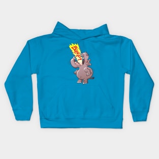 Bold chubby hippopotamus burping loudly with no shame at all Kids Hoodie